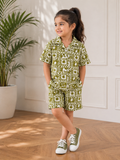 Olive Garden Print Cotton Co-Ord Set – Shirt & Shorts