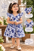Blue Floral Muslin frock