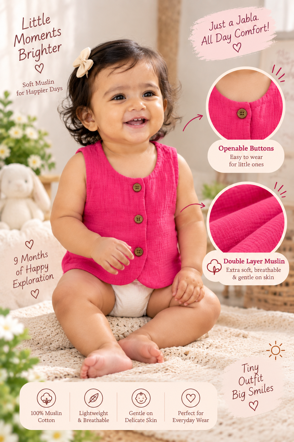 Pack of 2 -Double layer Muslin jabla