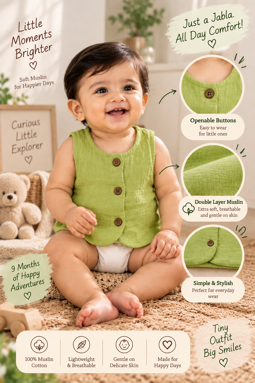 Pack of 2 -Double layer Muslin jabla